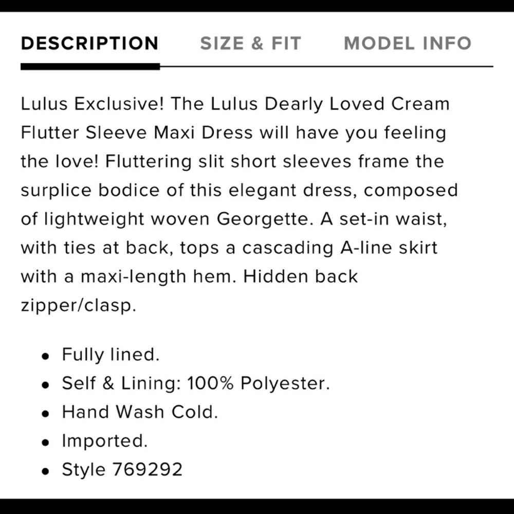 Dearly Loved Cream Flutter Sleeve Maxi Dress - Picture 7 of 8